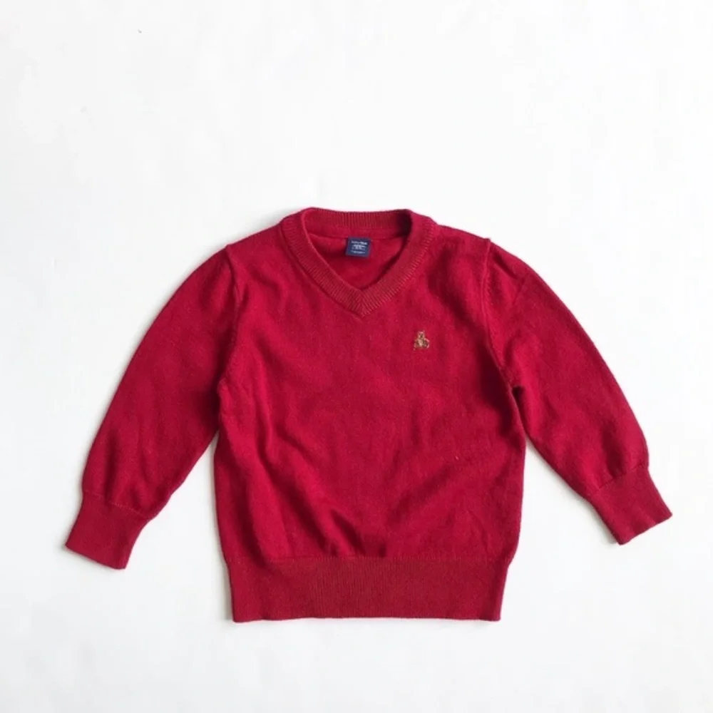 BABygap red light knit v-back sweater EUC 18-24m